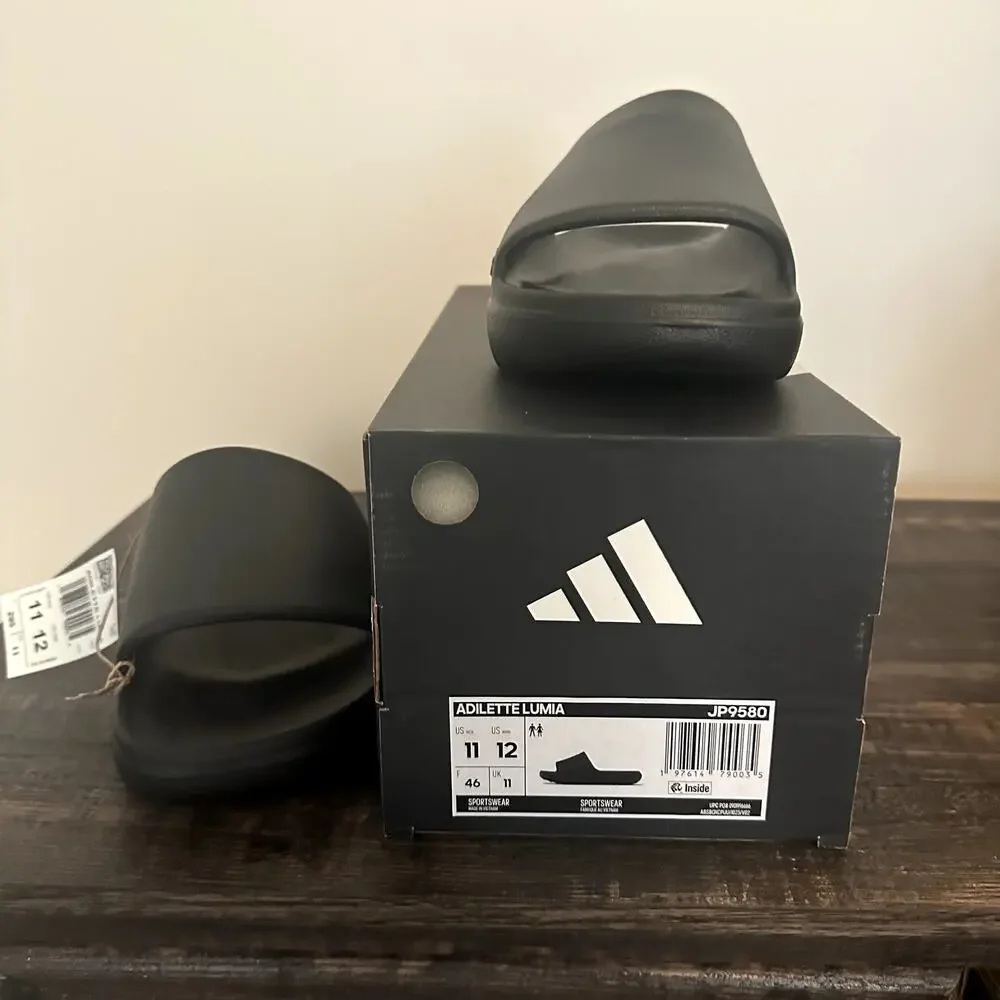 NWT Adidas Adilette Lumia Slides Core Black Foam Cloud Sandal Men 11 Women 12